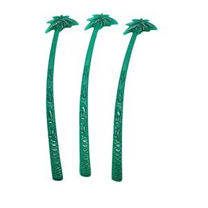 1970s Palm Tree Swizzle Sticks Se Condado Beach LA Concha Hotel 6" Green Plastic